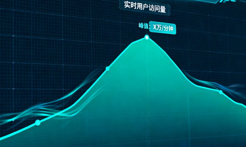 2025年亚洲杯期间速球体育数据监控大屏，显示用户访问量的实时曲线图达到峰值